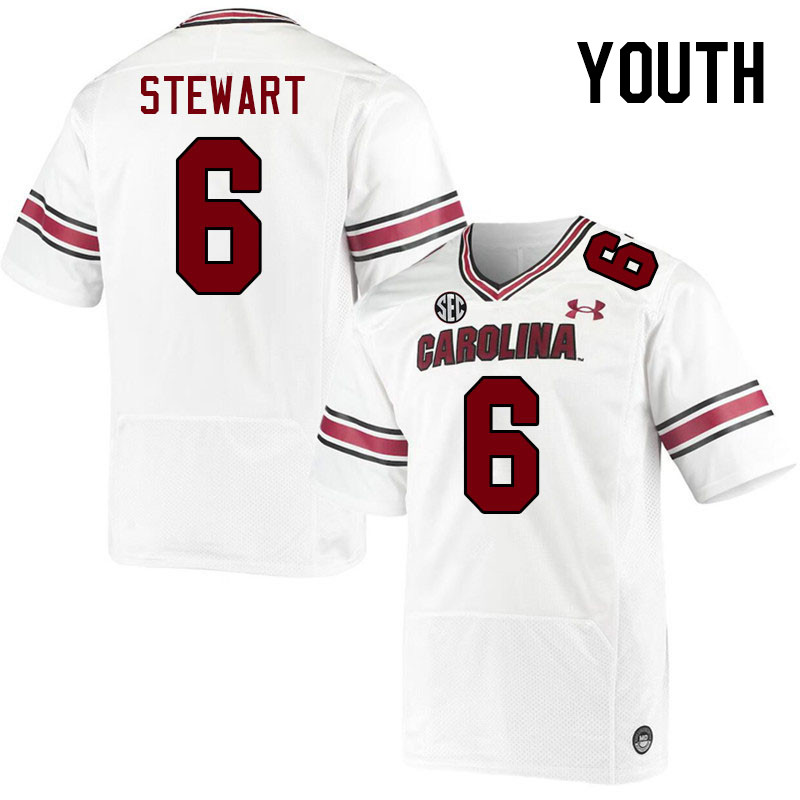 Youth #6 Dylan Stewart South Carolina Gamecocks College Football Jerseys Stitched-White